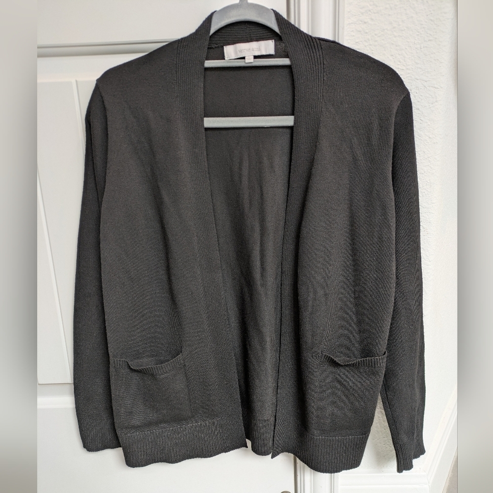 Black lightweight open front sweater cardigan